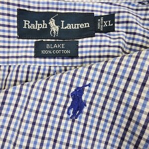Ralph Lauren Men's XL Blue‎ Blake Plaid Check Long Sleeve Button Down Shirt